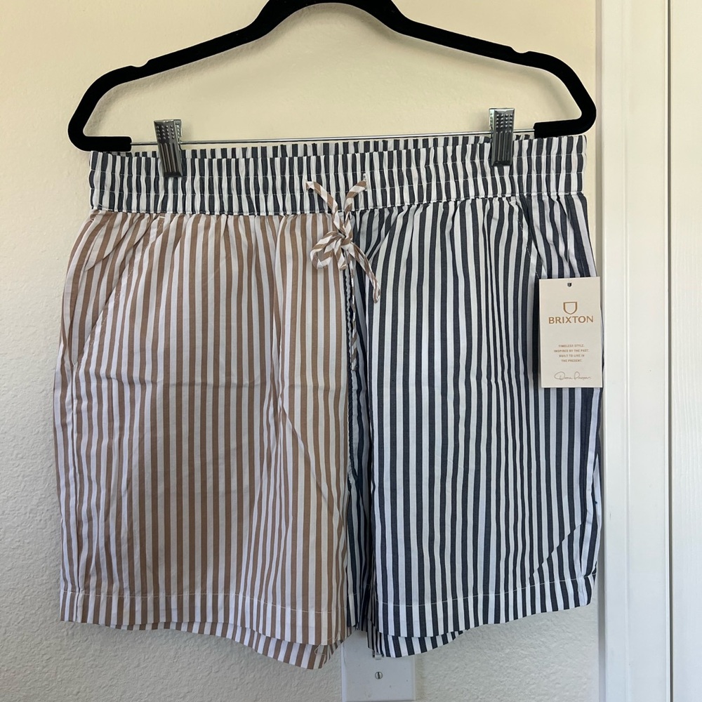 Brixton Black and White Striped Shorts